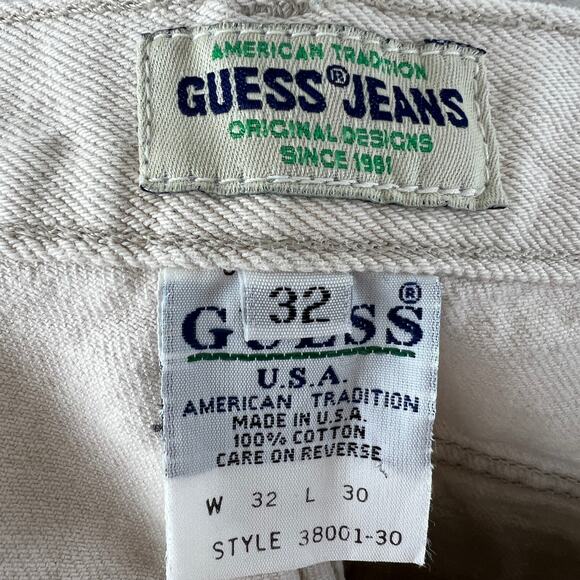 Vintage GUESS Jeans Straight Leg Mom Jeans High Waist Cotton Beige USA 32 VTG - Picture 6 of 7